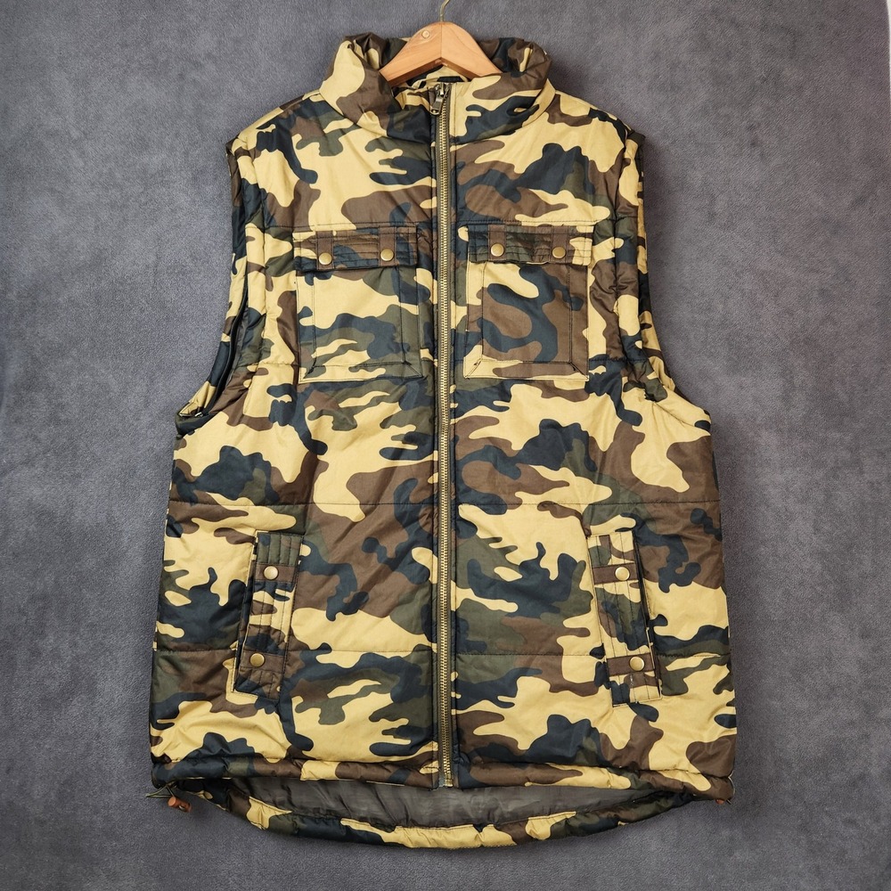 PJ Mark Camouflage Puffer Vest‎ Mens Extra Large XL Sleeveless Jacket Camo